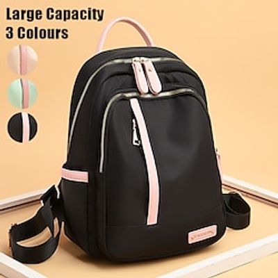 Women's Backpack School Bag Bookbag Mini Backpack Commuter Backpack School Outdoor Daily Color Block Nylon Large Capacity Waterproof Lightweight Zipper Black Light Green Beige Lightinthebox