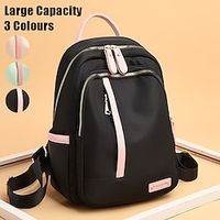 Women's Backpack School Bag Bookbag Mini Backpack Commuter Backpack School Outdoor Daily Color Block Nylon Large Capacity Waterproof Lightweight Zipper Black Light Green Beige Lightinthebox - thumbnail