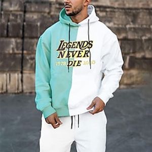 Men's Pullover Hoodie Sweatshirt Graphic Patterned Letter Lace up Sports  Outdoor Daily Sports Basic Casual Hoodies Sweatshirts  Blue Yellow Red Lightinthebox