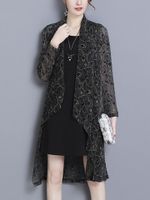 Casual Solid Dress Lace Kimono Two Pieces Suits