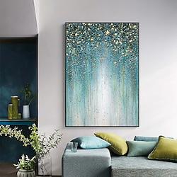 100% Handmade Abstract Gold Foil Blue Lanscape Luxury Picture Oil Paintings On Canvas Wall Art Pictures Decoration Home Decor (No Frame) Lightinthebox