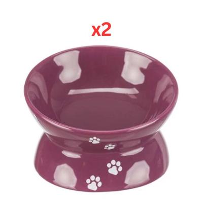 Trixie Ceramic Bowl Elevated For Cats - Berry 13cm (Pack Of 2) Trixie Ceramic Bowl Elevated For Cats - Berry 13cm (Pack Of 2)