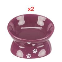 Trixie Ceramic Bowl Elevated For Cats - Berry 13cm (Pack Of 2)