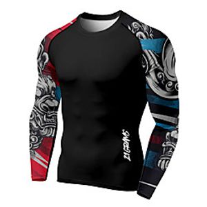 21Grams Men's Long Sleeve Compression Shirt Running Shirt Top Athletic Athleisure Spandex Quick Dry Moisture Wicking Breathable Fitness Gym Workout Running Active Training Exercise Sportswear 3D Print Lightinthebox