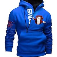 Santa Claus Snowflake Merry Christmas Fashion Daily Casual Men's Hoodie Zip Hoodie Christmas Vacation Going out Black Blue Gray Hooded Print Spring   Fall Designer Lightinthebox - thumbnail