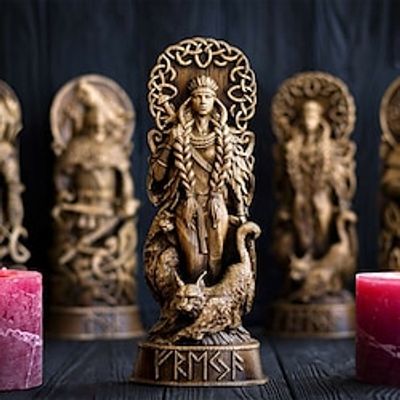 Nordic Gods Sculpture, Viking Worship Altar Sculpture Wine Cabinet Bookshelf  Perfect Ornament For Outdoor Gardening miniinthebox