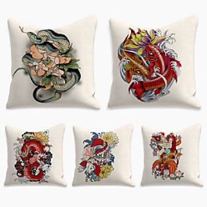 Double Side Cushion Cover 5PC Faux Linen Soft Decorative Square Throw Pillow Cover Cushion Case Pillowcase for Sofa Bedroom Superior Quality Machine Washable miniinthebox