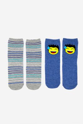 Boys 2 Pack Crew Socks Blue/Grey Boys 2 Pack Crew Socks Blue/Grey