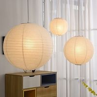 White Round Rice Paper Lantern Pendant Light, Paper Lamps Paper Lights, Easy to Assemble,Fixtures 11.02 15.75 Ceiling Hanging Lamp 30cm Lightinthebox - thumbnail