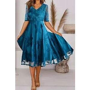 Women's A Line Dress Midi Dress Blue Half Sleeve Floral Print Summer V Neck Elegant Modern 2022 S M L XL 2XL 3XL Lightinthebox