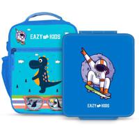 Eazy Kids Bento Boxes With Insulated Lunch Bag Combo - Baby Astronaut Blue