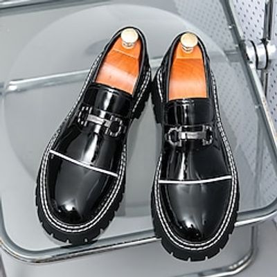 Men's Loafers  Slip-Ons Dress Loafers Novelty Loafers Chunky Loafers Vintage Classic Casual Wedding Daily PU Height Increasing Comfortable Slip Resistant Loafer Black Striped Spring Fall Lightinthebox