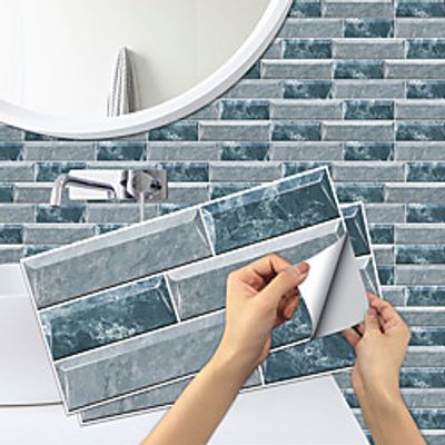 European Style Retro Blue Gray Diamond Brick Self-adhesive Tile Stickers Kitchen Stove Waterproof And Oil Proof Stickers House DIY Renovation Wall Stickers miniinthebox