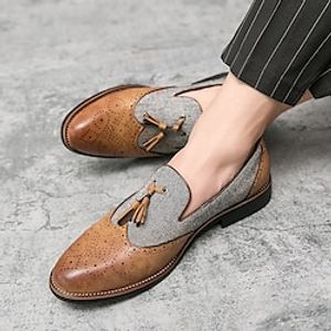 Men's Loafers  Slip-Ons Brogue Dress Shoes Tassel Loafers Wingtip Shoes Business British Wedding Daily Party  Evening PU Comfortable Slip Resistant Loafer Black Brown Spring Fall Lightinthebox