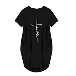 Women's Plus Size Dress T Shirt Dress Tee Dress Knee Length Dress Short Sleeve Letter Print Basic Summer Light Yellow Wine ArmyGreen XL XXL 3XL 4XL 5XL Lightinthebox