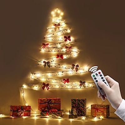 Star Lights Christmas Decoration Ribbon Light String LED Lights Christmas Tree Pendant Atmosphere Light Battery Satin Light Lightinthebox