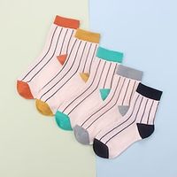 5 Pairs Women's Crew Socks Wedding Work Daily Plaid Cotton Simple Classic Cute Socks Lightinthebox