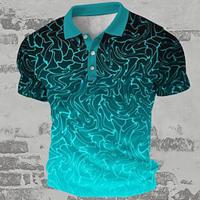 Gradient Geometry Men's Casual Print Polo Shirt Waffle Polo Shirt Outdoor Street Casual Polyester Short Sleeve Turndown Polo Shirts Green Summer Spring S M L Lapel Polo Lightinthebox