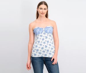 Womens Floral Tube Top  White/Blue