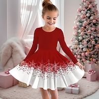 Christmas Girls' 3D Snowflake Dress Long Sleeve 3D Print Fall Winter Sports  Outdoor Daily Holiday Cute Casual Beautiful Kids 3-12 Years Casual Dress A Line Dress Above Knee Polyester miniinthebox - thumbnail