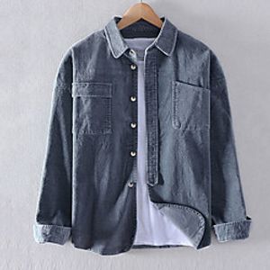 Men's Shirt Solid Color Button-Down Long Sleeve Casual Tops Lightweight Casual Fashion Breathable Yellow Gray miniinthebox