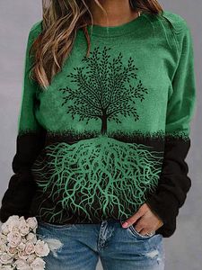 Round Neck Print Long Sleeve T-shirt