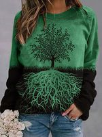 Round Neck Print Long Sleeve T-shirt - thumbnail