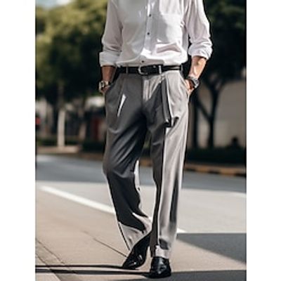 Men's Dress Pants Trousers Suit Pants Pleated Front Pocket Straight Leg Plain Comfort Business Daily Holiday Fashion Chic Modern Gray Lightinthebox Men's Dress Pants Trousers Suit Pants Pleated Front Pocket Straight Leg Plain Comfort Business Daily Holiday Fashion Chic Modern Gray Lightinthebox