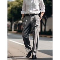 Men's Dress Pants Trousers Suit Pants Pleated Front Pocket Straight Leg Plain Comfort Business Daily Holiday Fashion Chic  Modern Gray Lightinthebox - thumbnail