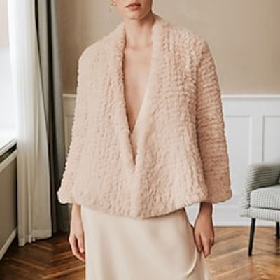 Faux Fur Wraps Shawls Women's Wrap Pure Elegant Long Sleeve Faux Fur Wedding Wraps With Pure Color For Event / Party Fall miniinthebox
