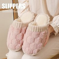 Colorblock Faux Fur Slippers, Casual Slip On Plush Lined Shoes, Comfortable Indoor Home Slippers, Winter Slippers Christmas Gift Xmas Gift Lightinthebox - thumbnail