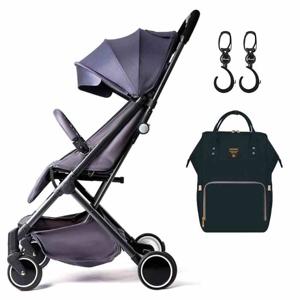 Teknum Grey Travel Lite Stroller - Sunveno Diaper Bag Black wWth Hooks CM_TKSN_YF001GYDPBL