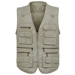 Men's Hunting Gilet Outdoor Breathable Wearable Comfortable Multi-Pockets Spring Summer Solid Colored Cotton Blue Grey Khaki Lightinthebox