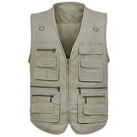 Men's Hunting Gilet Outdoor Breathable Wearable Comfortable Multi-Pockets Spring Summer Solid Colored Cotton Blue Grey Khaki Lightinthebox - thumbnail