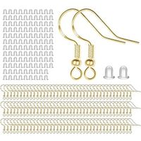 Gold Earring Hooks 120 PCS/60 Pairs Ear Wires Fish Hooks Hypo-allergenic Jewelry Findings Parts with 120 PCS Clear Silicone Earring Backs Stoppers miniinthebox - thumbnail
