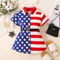 Toddler Girls' Dress Star Short Sleeve Anniversary Outdoor Fashion Daily Cotton Knee-length Summer Spring 3-7 Years Red Lightinthebox