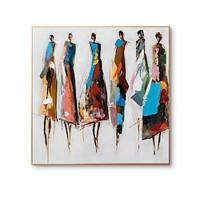 Handpainted Canvas Painting Colorful Group Of Ladies Abstract Original Textured Wall Art Decor For Living Room Stretched Frame Ready to Hang or Unframed Lightinthebox