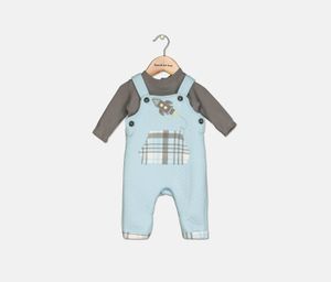 Toddlers Shirt & Romper Set  Blue/Grey