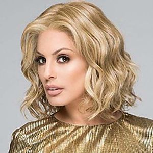short curly blonde wigs for white women shoulder length middle part synthetic fiber hair natural heat resistant replacement full wig Lightinthebox