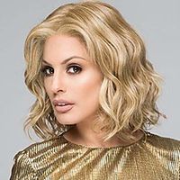short curly blonde wigs for white women shoulder length middle part synthetic fiber hair natural heat resistant replacement full wig Lightinthebox - thumbnail