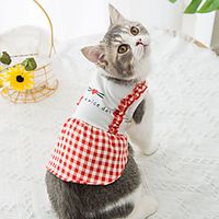 Dog Cat Dress Plaid Heart Basic Adorable Cute Casual  Daily Dog Clothes Puppy Clothes Dog Outfits Breathable Red Costume for Girl and Boy Dog Cotton Fabric XS S M L XL Lightinthebox - thumbnail