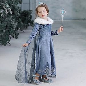 Kids Girls' Dress Snowflake Dress Performance Sequins Long Sleeve Princess Dress 3-10 Years Winter 131 Spot goods Lightinthebox