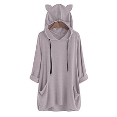 Women's Hoodie Solid Color Casual Daily Sports Casual Streetwear Hoodies Sweatshirts  Blue Gray Pink miniinthebox