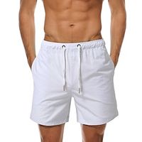 Men's Beach Shorts Zipper Solid Colored Lightweight Sports Short Party Casual Casual White Red Low Waist Micro-elastic miniinthebox - thumbnail