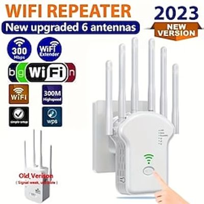 WiFi Extender WiFi Booster 6Times Stronger 300Mbps WiFi 2.485GHz Dual Band Strong WiFi SignalPenetration 35 Devices 4 Modes 1-Tap Settings 6 Antennas 360 FullCoverage Support Ethernet Port miniinthebox WiFi Extender WiFi Booster 6Times Stronger 300Mbps WiFi 2.485GHz Dual Band Strong WiFi SignalPenetration 35 Devices 4 Modes 1-Tap Settings 6 Antennas 360 FullCoverage Support Ethernet Port miniinthebox