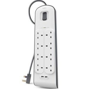 Belkin 8-Outlet Surge Protector 18W USB-A USB-C Ports 2M Cord | Surge protection | Power delivery | 2m cord | Heavy-duty construction