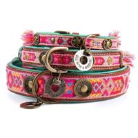 Dog With A Mission Boho Rosa Leather Dog Collar - Pink M 29-39X2.5Cm