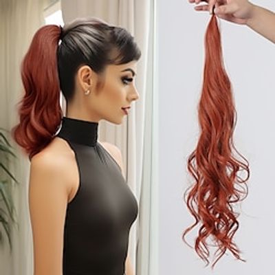 Drawstring Ponytails Adjustable  curling Synthetic Hair Hair Piece Hair Extension Wavy  Deep Wave 26 inch New Year  Party  Evening  Evening Party Lightinthebox