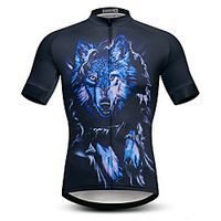 21Grams Men's Short Sleeve Cycling Jersey Summer Spandex Polyester Blue  Black Wolf Bike Jersey Top Mountain Bike MTB Road Bike Cycling Quick Dry Moisture Wicking Breathable Sports Clothing Apparel Lightinthebox - thumbnail