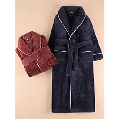 Men's Pajamas Robe Bathrobe Bath Gown 1 pcs Plain Stylish Casual Comfort Home Daily Bed Fleece Comfort Warm V Neck Long Sleeve Pocket Fall Winter Wine Brown Lightinthebox Men's Pajamas Robe Bathrobe Bath Gown 1 pcs Plain Stylish Casual Comfort Home Daily Bed Fleece Comfort Warm V Neck Long Sleeve Pocket Fall Winter Wine Brown Lightinthebox